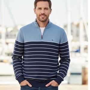 Vineyard Vines Mens Cotton Sweater Blue Whale Pullover